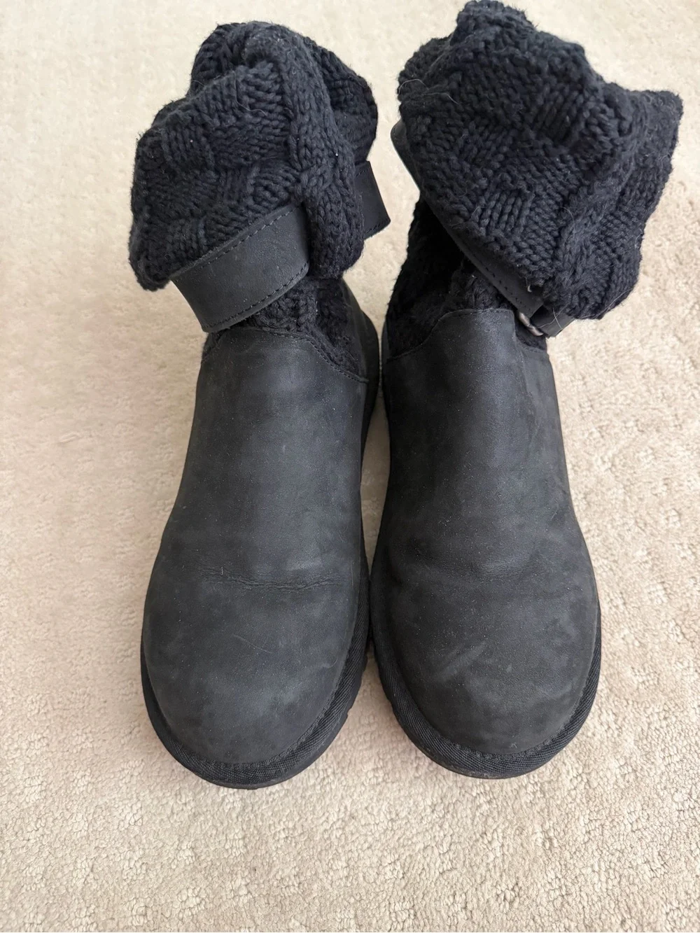 UGG Women’s Black Knit Mid-Calf Suede Boots